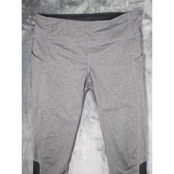 Lululemon Womens Leggings Pace Rival Crop 21" Size 8 Gray Black Side Pockets - Picture 3 of 15
